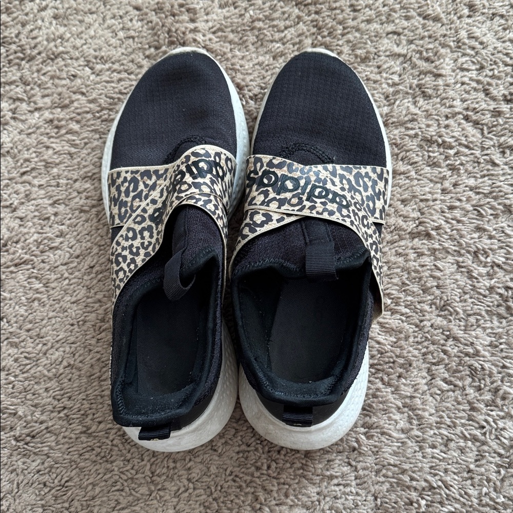 Adidas Black and Leopard Slip-On Shoes